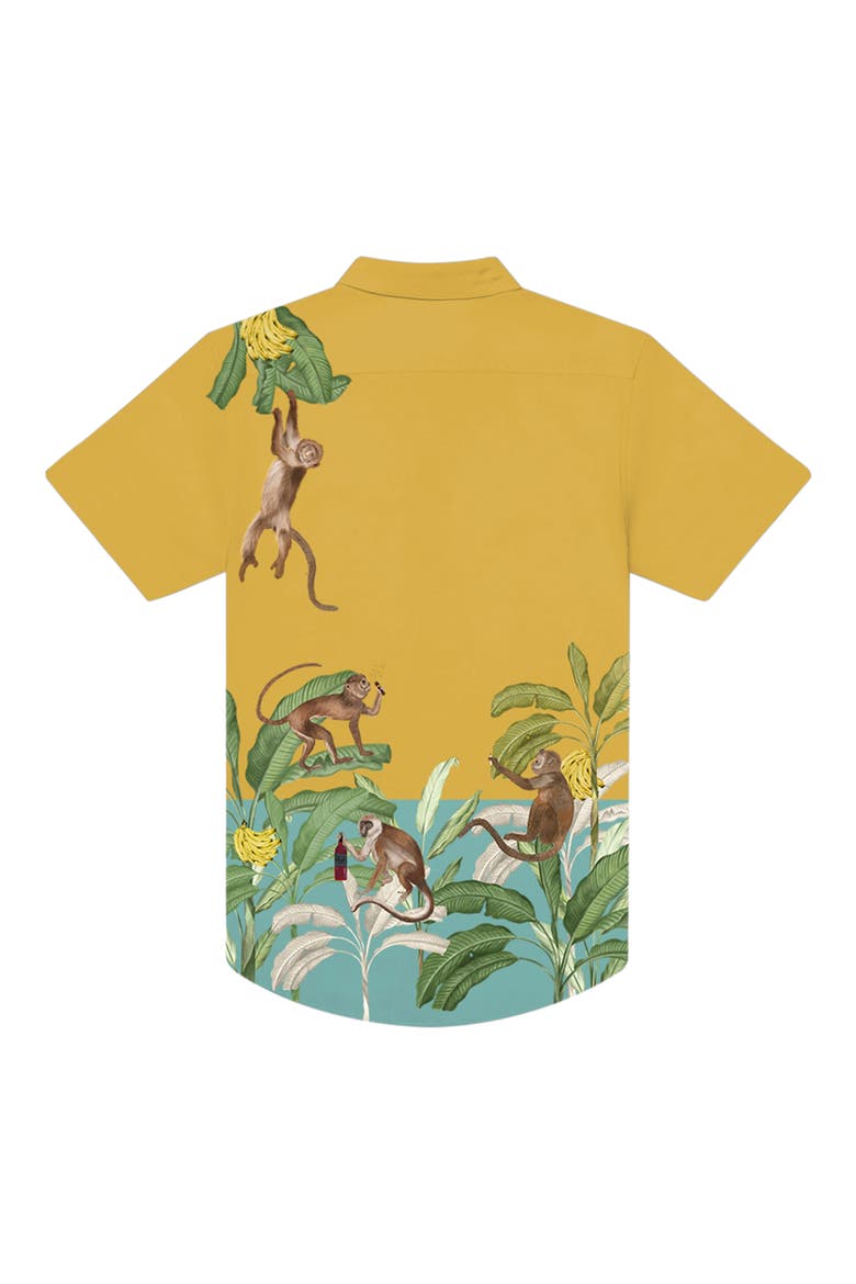 Monkey Weekend Short Sleeve Button-Up Shirt, Alternate, color, YELLOW
