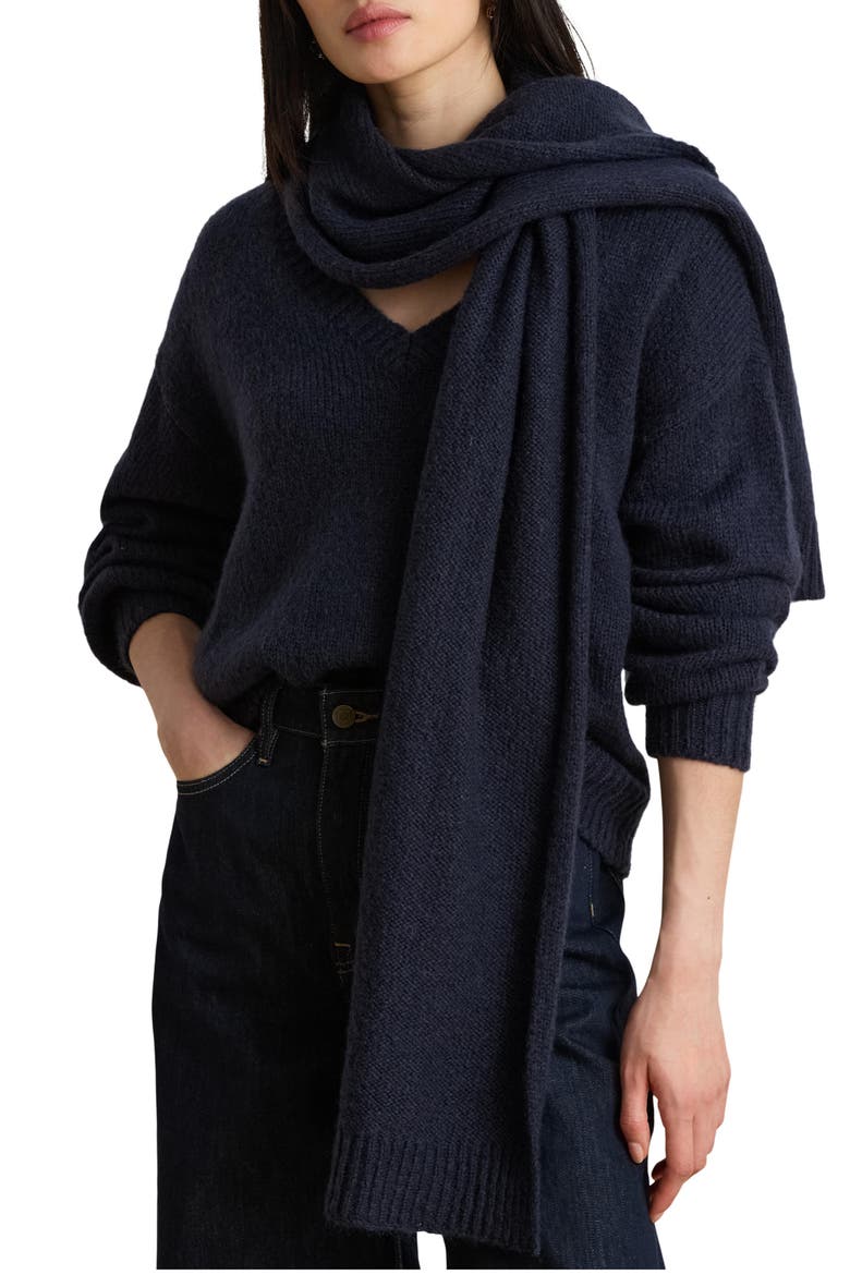 V-Neck Sweater & Scarf, Main, color, LAUREN NAVY BLUE