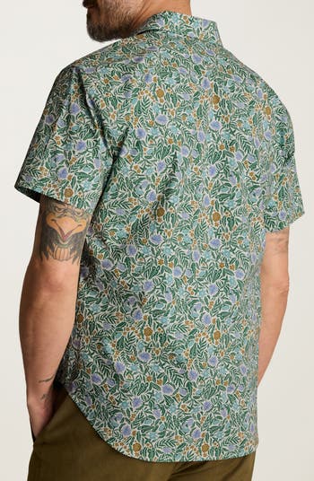 Riviera Slim Fit Bouquet Print Short Sleeve Button-Up Shirt
