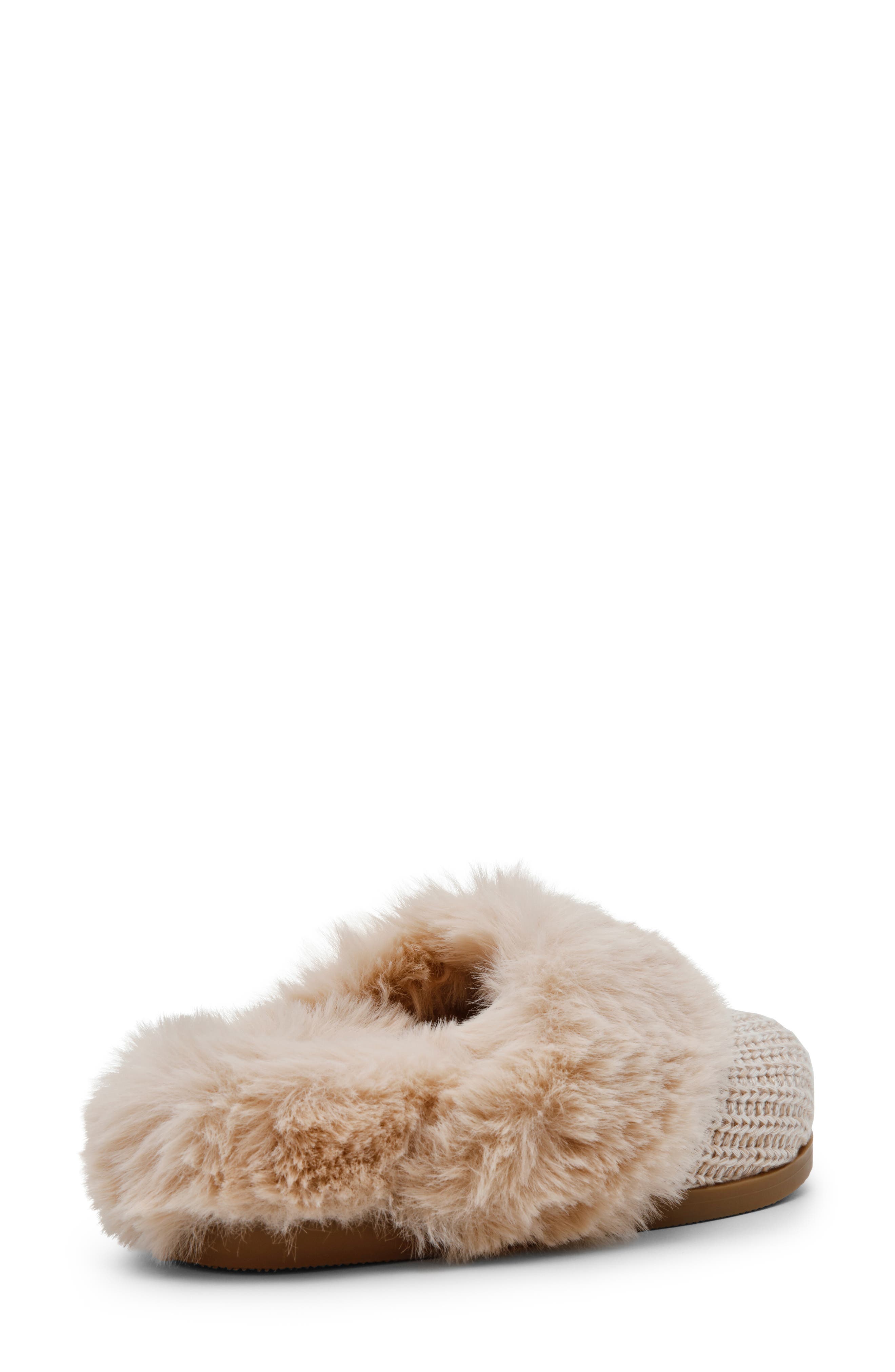 DV by Dolce Vita Adler Knit Faux Fur Slipper, Alternate, color, Beige