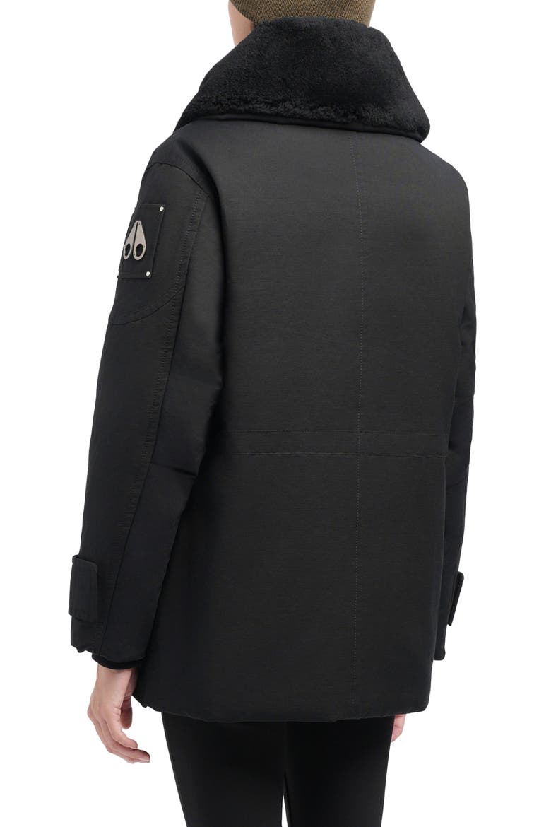 Aurora Water Repellent Genuine Shearling Lined 800 Fill Power Down Jacket, Alternate, color, BLACK W/ BLACK SHEARLING