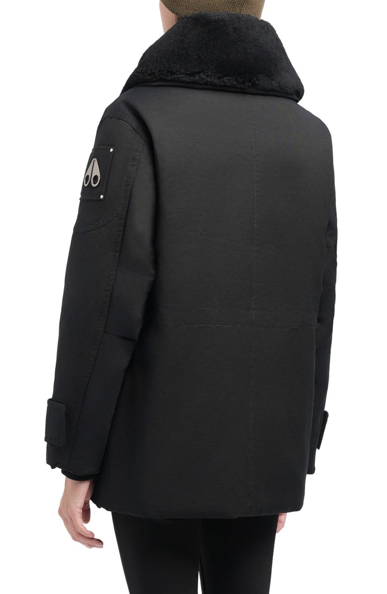 Moose Knuckles Aurora Water Repellent Genuine Shearling Lined 800 Fill Power Down Jacket, Alternate, color, Black W/ Black Shearling