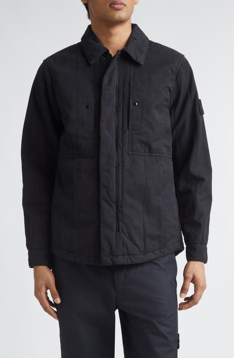 Stone Island Cotton & Flax Jacket, Main, color, Black