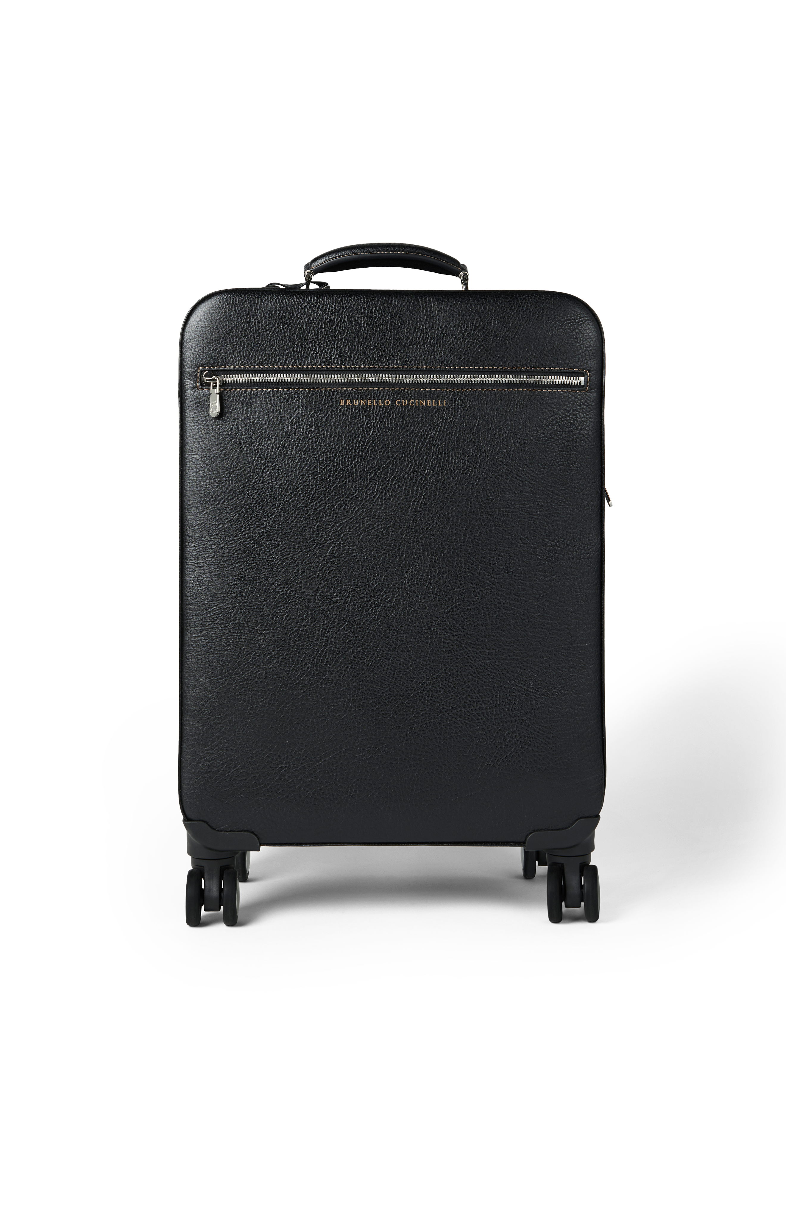 Brunello Cucinelli Grained calfskin suitcase, Main, color, Black