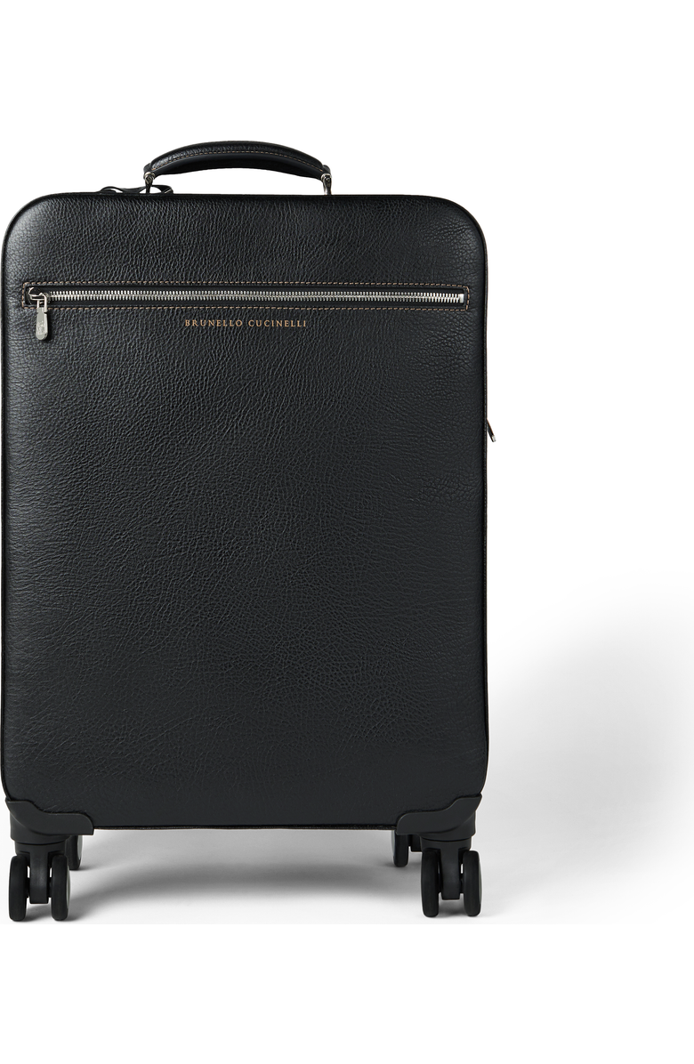 Brunello Cucinelli Grained calfskin suitcase, Main, color, Black