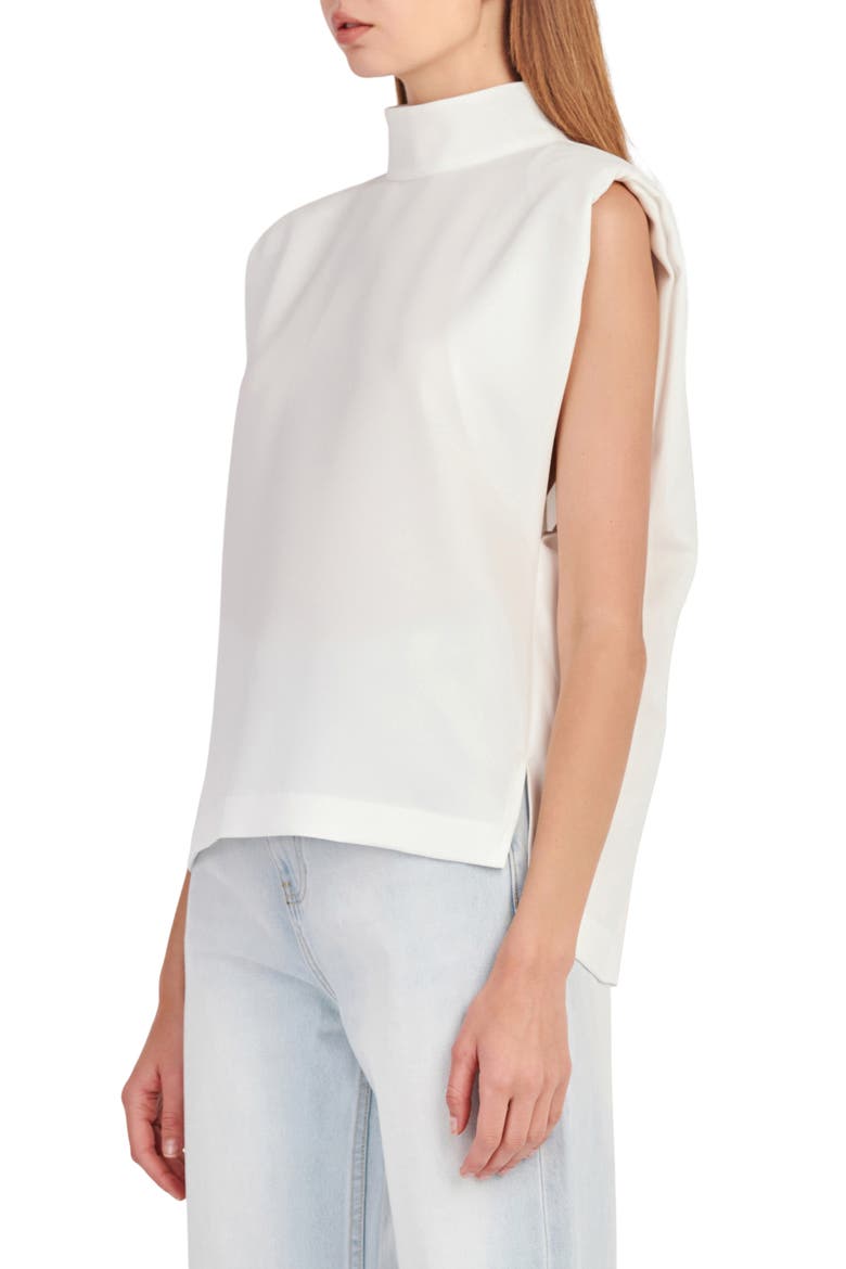 Shoulder Pad Mock Neck Top, Alternate, color, OFF WHITE