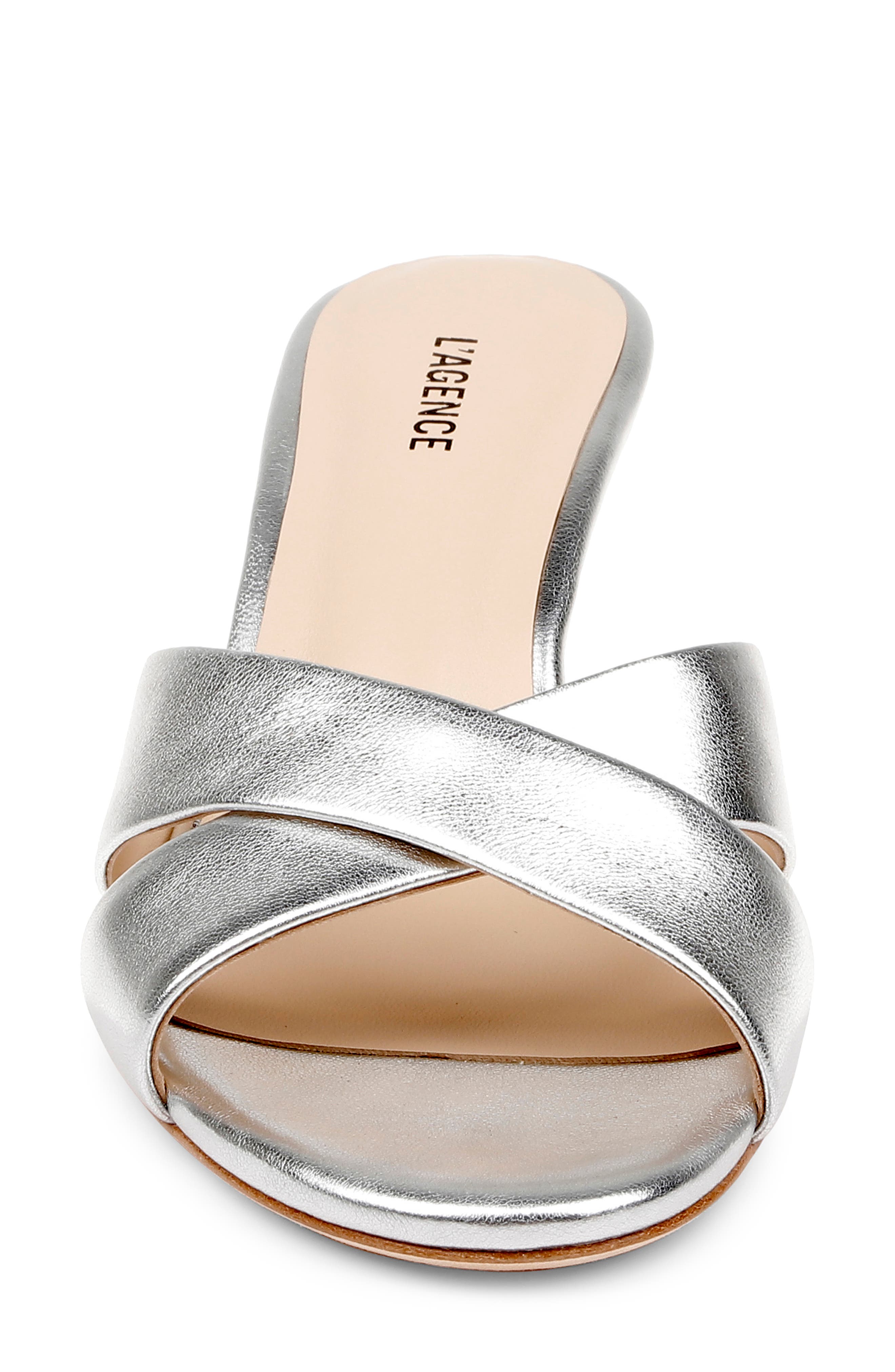 L'AGENCE Aveline Slide Sandal, Alternate, color, Silver