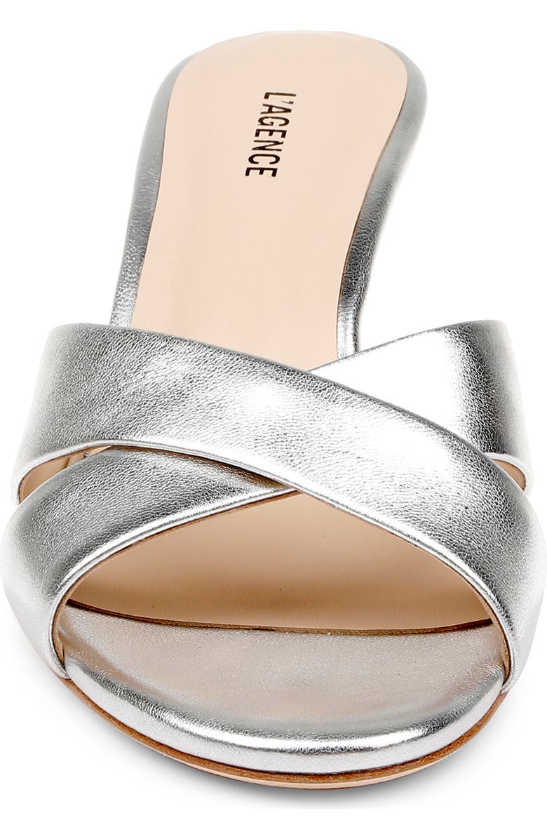 L'AGENCE Aveline Slide Sandal, Alternate, color, Silver