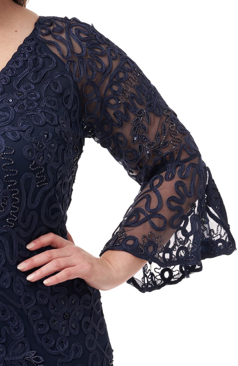 JS Collections Bell Sleeve Mesh Shift Dress, Alternate, color,