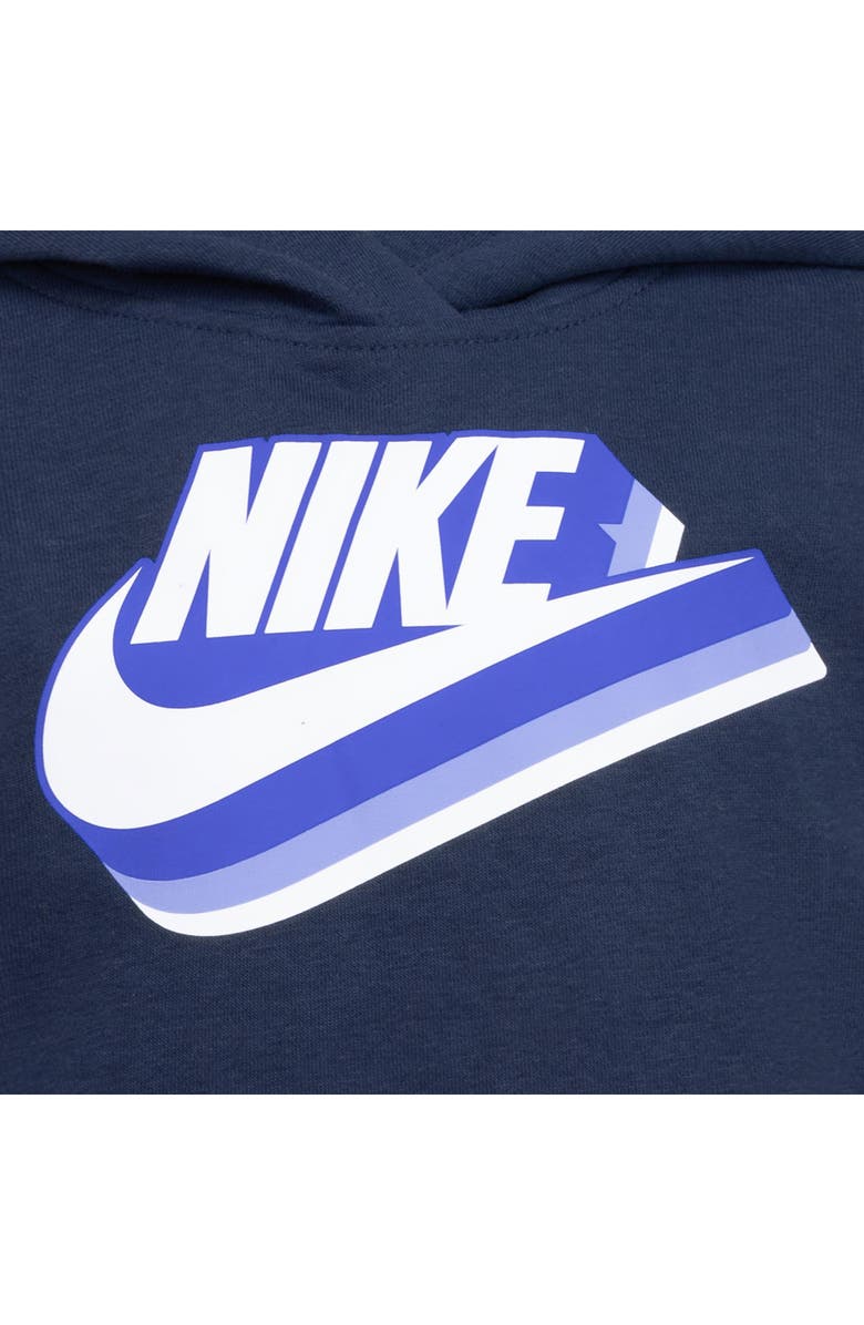 Nike Kids' Swoosh Futura Graphic Print Hoodie, Alternate, color, Midnight Navy
