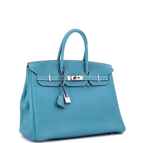 Pre-owned Hermes Hermes Birkin Handbag Blue Togo With Palladium Hardware 35 In Blue