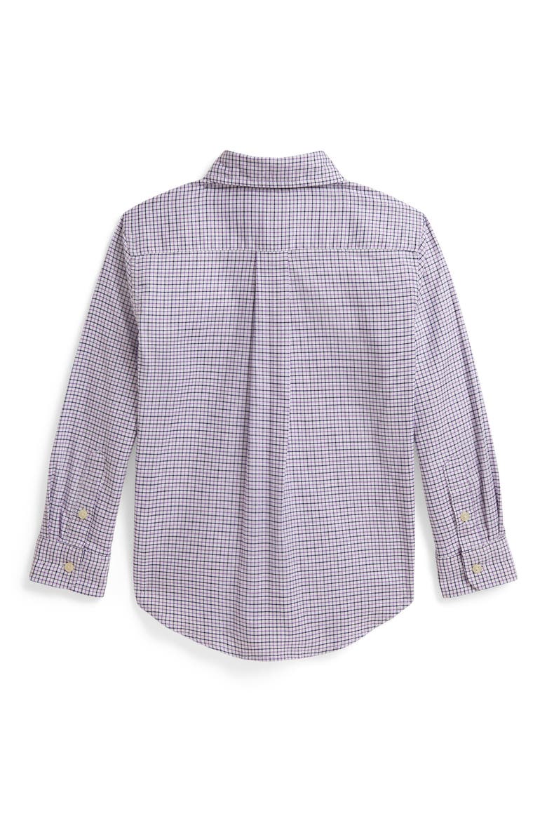 Kids' Check Performance Oxford Shirt, Alternate, color, WHITE PURPLE MULTI