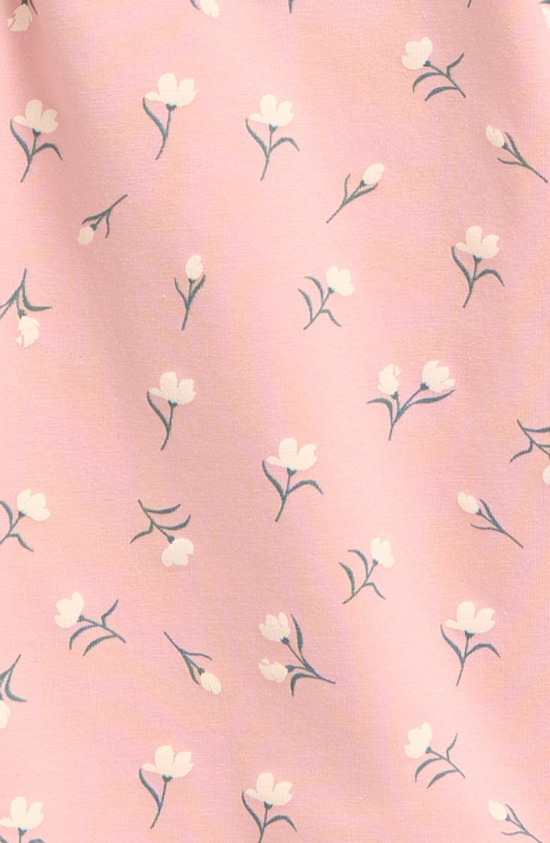 TINY TRIBE Floral Long Sleeve Cotton Ruffle Top, Alternate, color, Pink