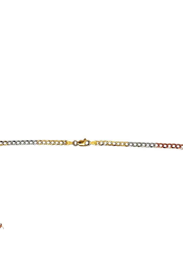 14K Tri Color Gold Curb Chain Necklace 3.2mm 22 Inch, Alternate, color, yellow