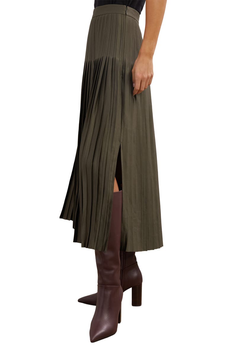 Savannah High Waist Pleated Skirt, Alternate, color, KHAKI GREEN