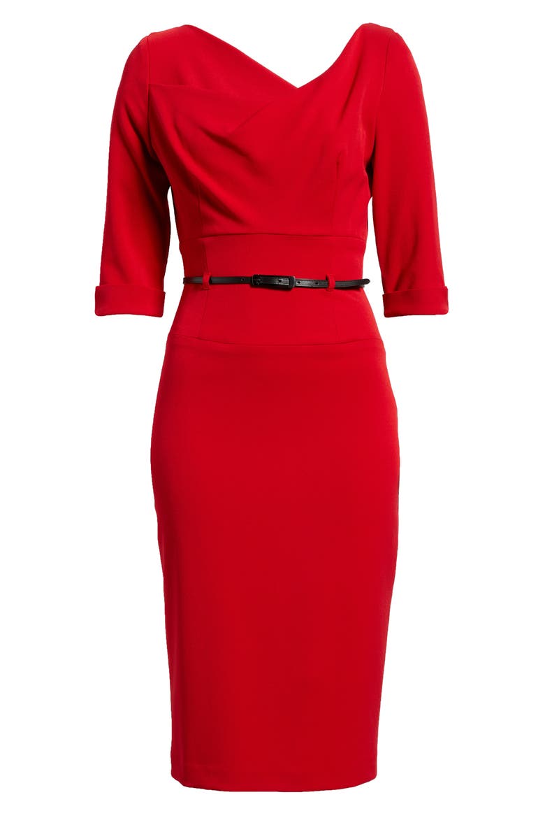 Jackie O Sheath Dress, Alternate, color, RED