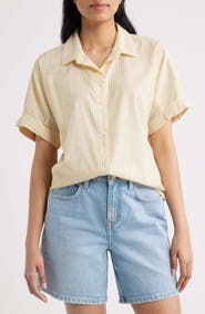 beachlunchlounge Chase Cotton & Modal Button-Up Shirt