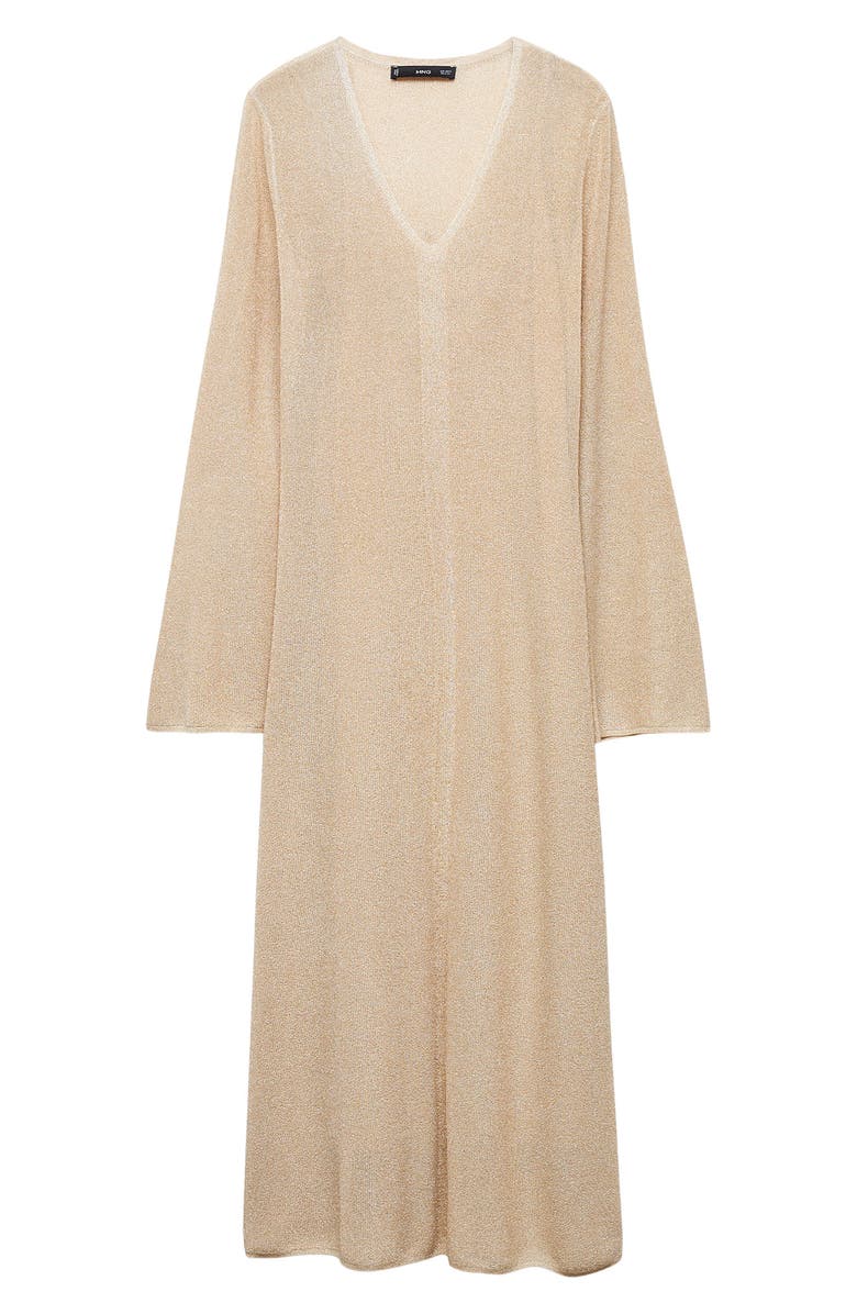 MANGO Metallic Long Sleeve Knit Dress, Alternate, color, 