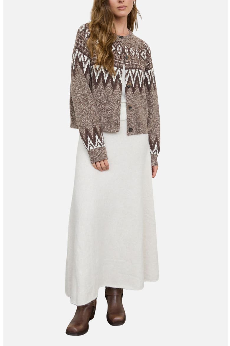 Fair Isle Marled Cardigan Sweater, Alternate, color, LIGHT MOCHA