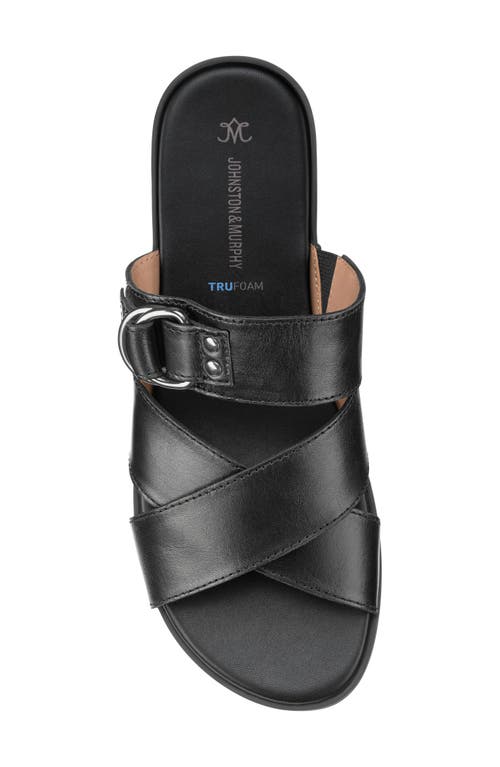 Johnston & Murphy Shayla Crossover Slide Sandal In Black Calfskin