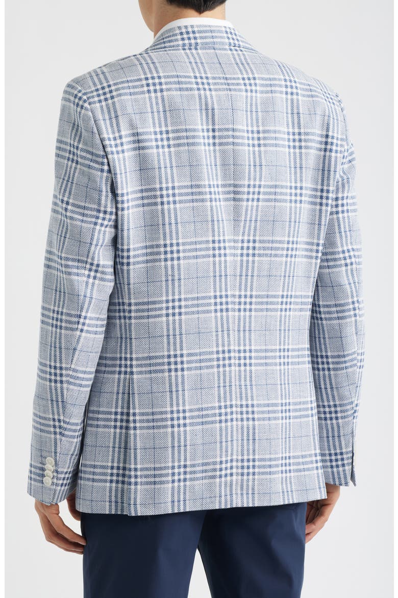 Hutson Slim Fit Blue & White Plaid Linen & Cotton Blend Sport Coat, Alternate, color, OPEN BLUE