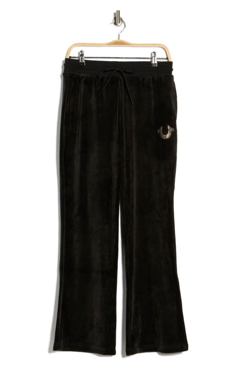True Religion Velour Straight Leg Pants, Alternate, color, Jet Black