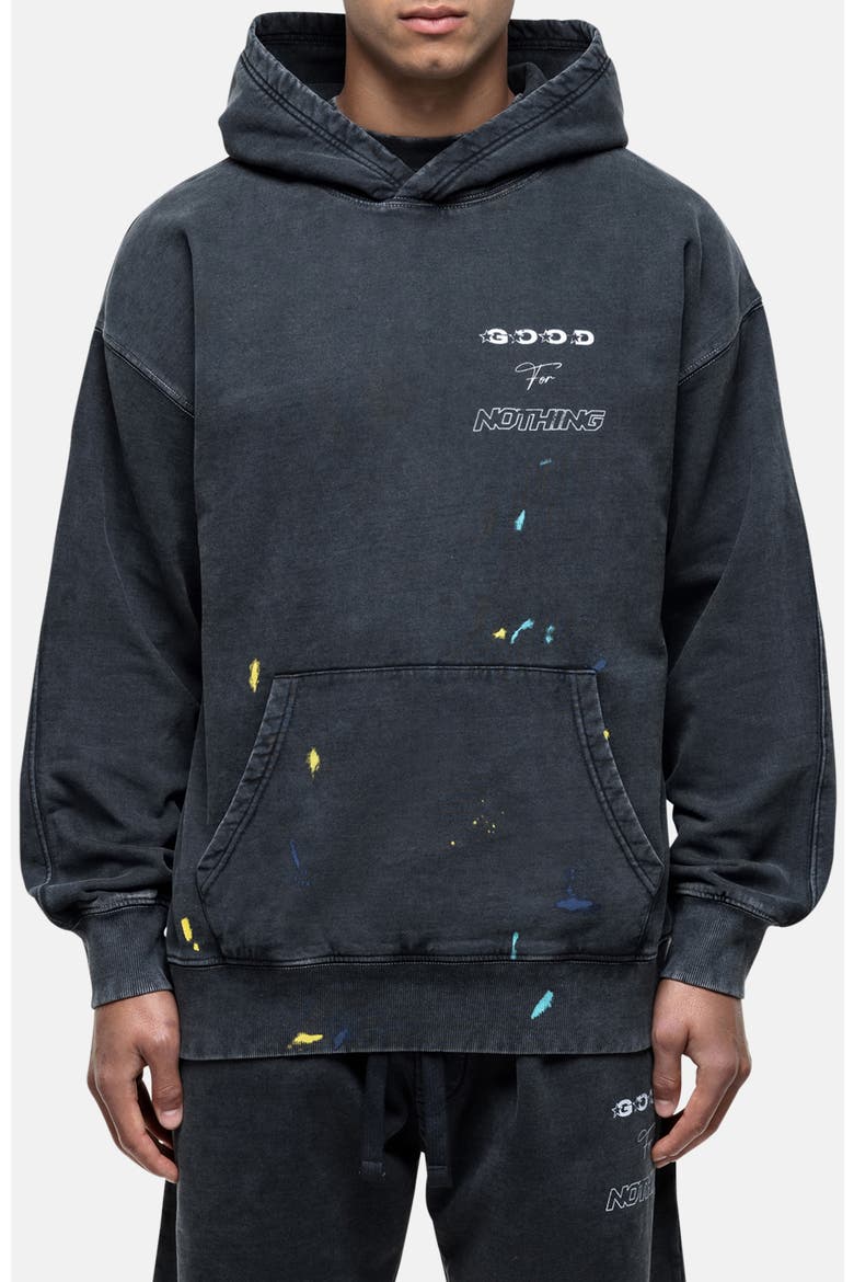 Nevada Black Paint Relaxed Hoodie, Main, color, Black