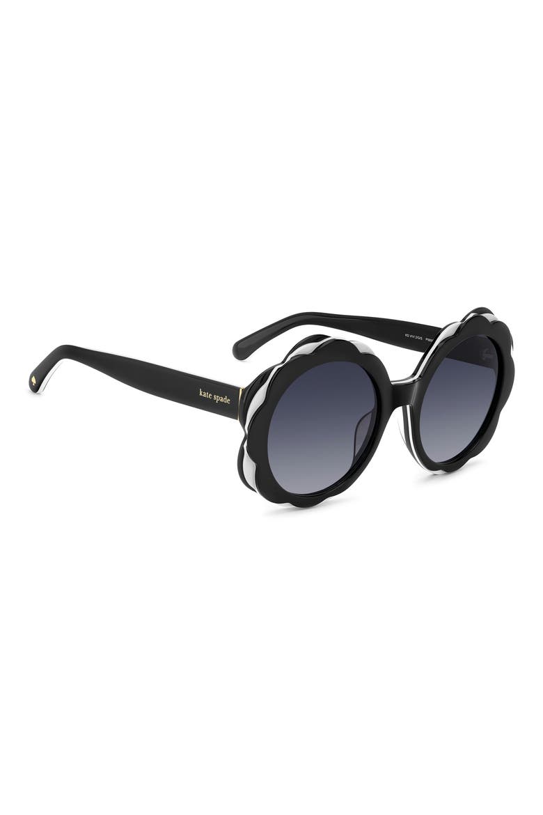 vivi 54mm round sunglasses, Alternate, color, BLACK WHITE BLACK/ DARK GREY