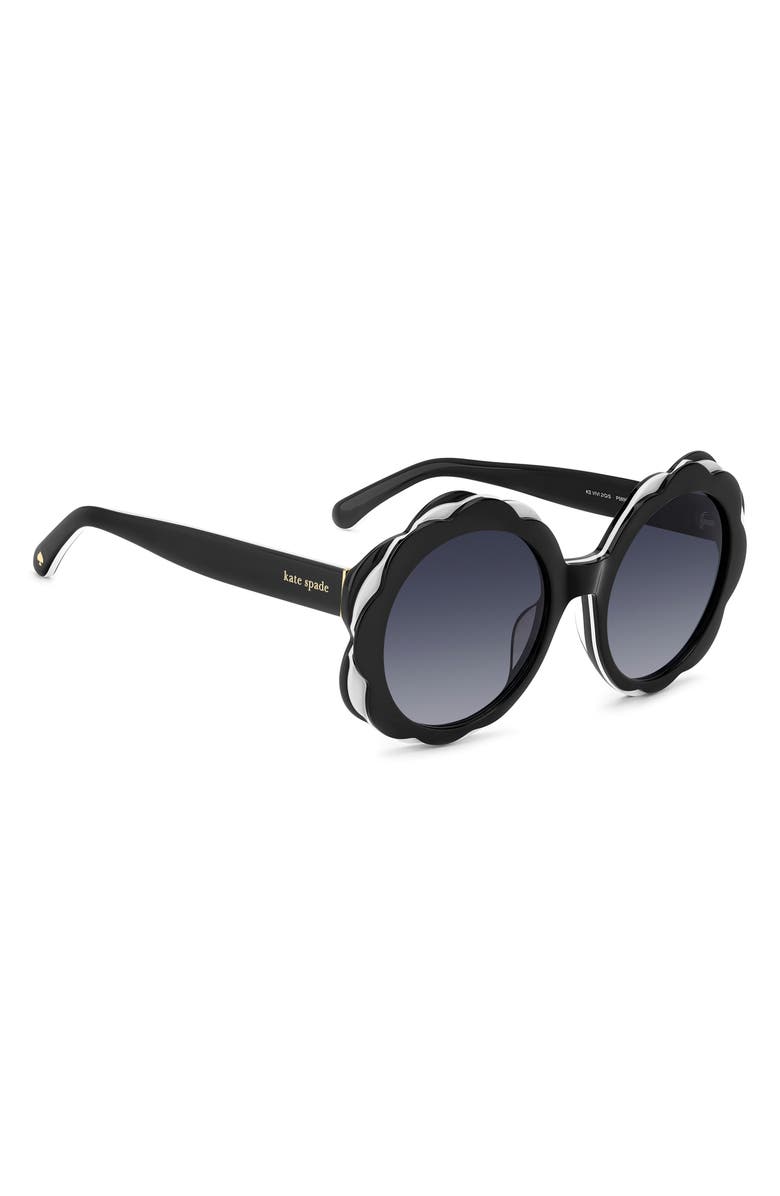 Kate Spade New York vivi 54mm round sunglasses, Alternate, color, Black White Black/ Dark Grey
