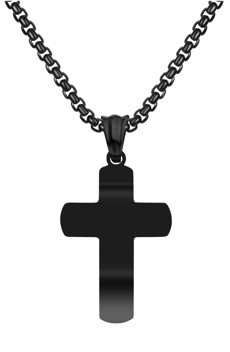 EDFORCE Polished Cross Pendant Necklace, Main, color, Black