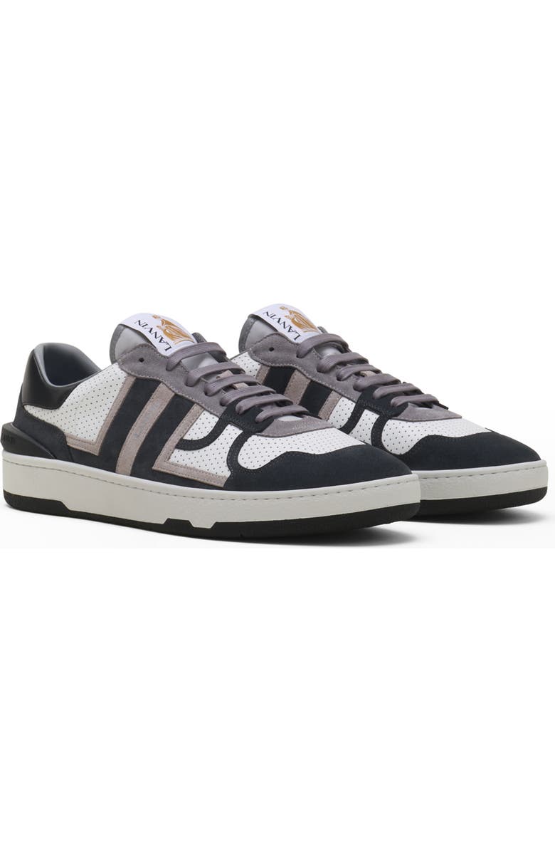 Lanvin Clay Sneakers In Perforated Leather And Suede, Alternate, color, Black