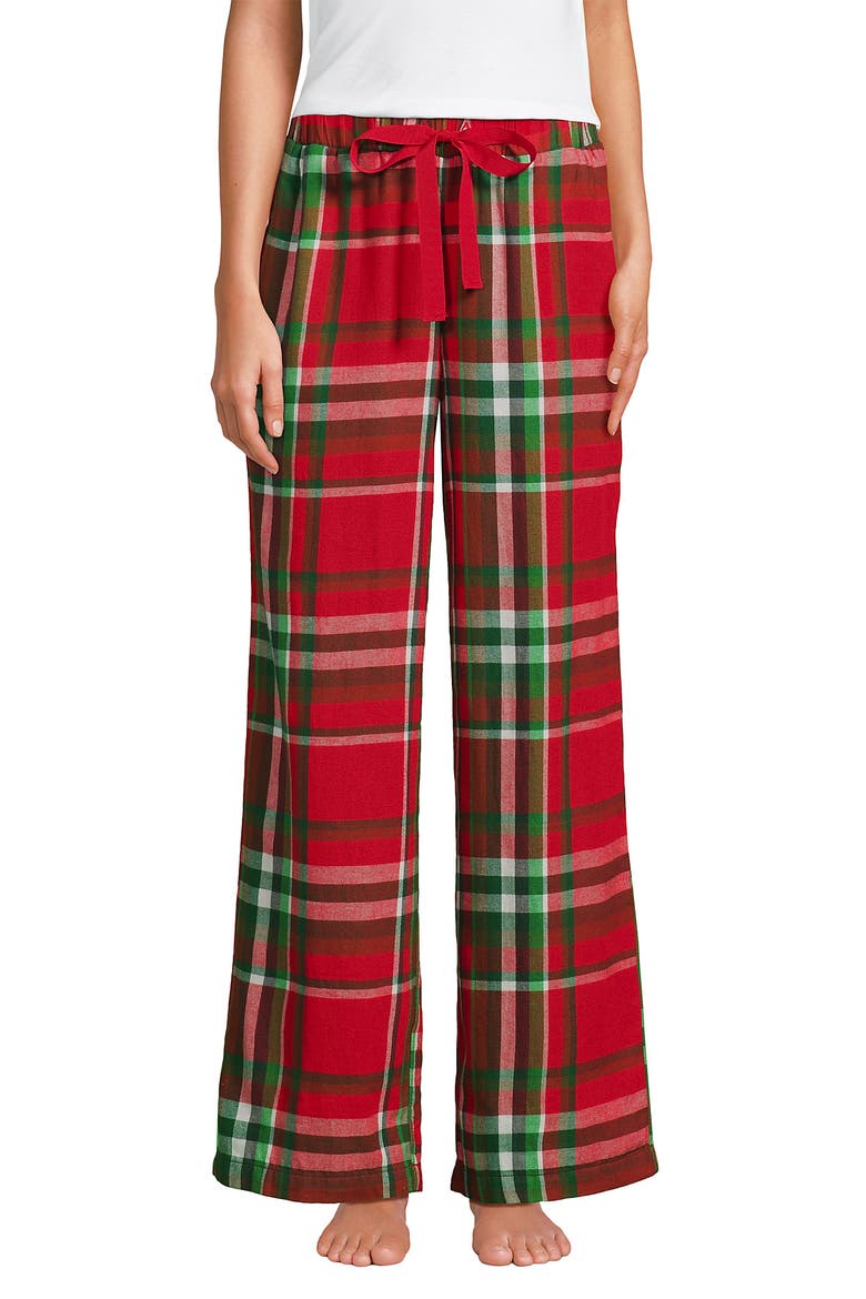 Print Flannel Pajama Pants, Main, color, Compass Red/Emerald Plaid