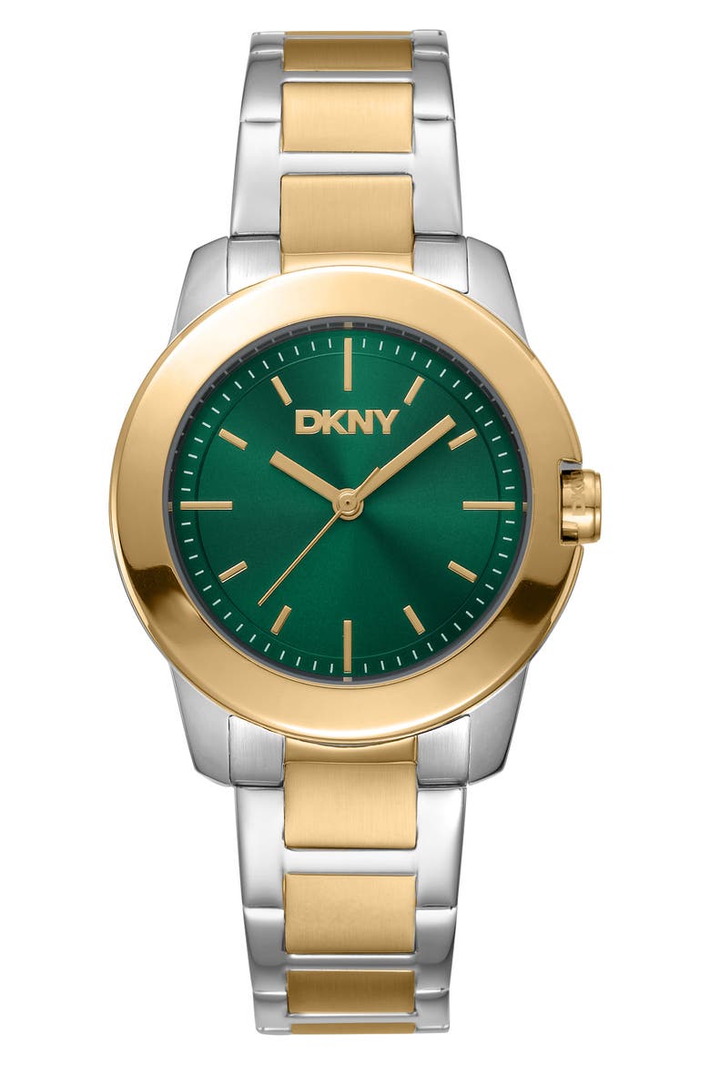 Three Hand Quartz Bracelet Watch, 32mm, Main, color, TWO TONE SILVER AND GOLD