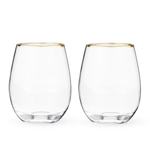 Twine Gilded Stemless Wine Glass Set In Gold