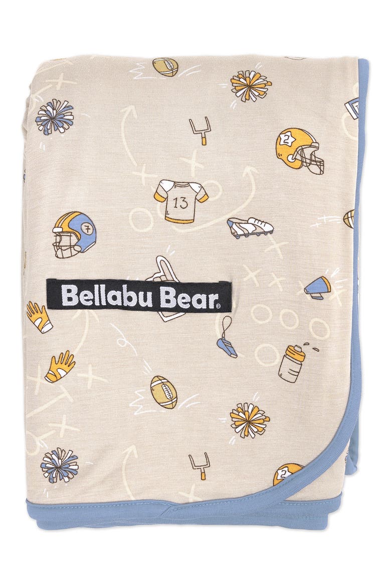 Kids' Football Print Reversible Blanket, Alternate, color, BEIGE