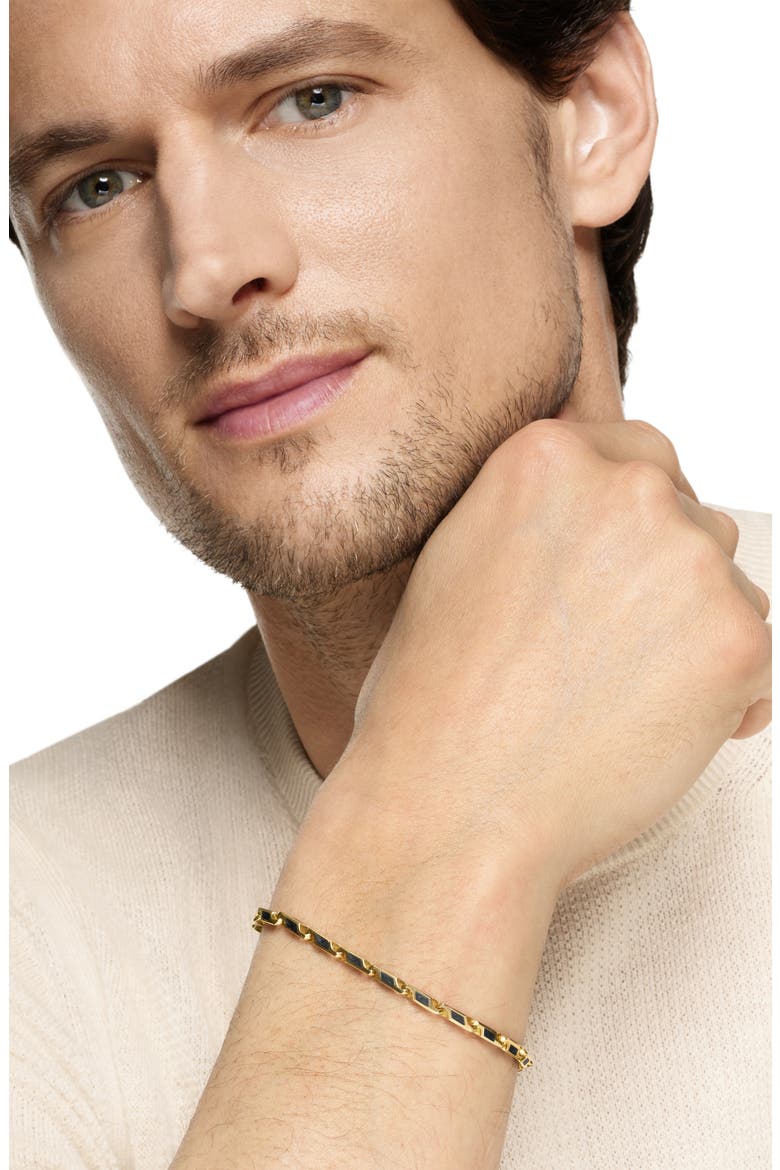 Men's Streamline® Faceted Chain Bracelet in 18K Yellow Gold with Forged Carbon, 4.3mm, Alternate, color, GOLD