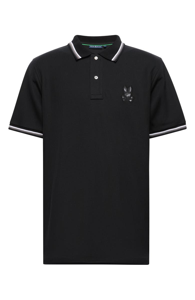 Psycho Bunny Baxter Tipped Pima Cotton Piqué Polo, Alternate, color, Blk