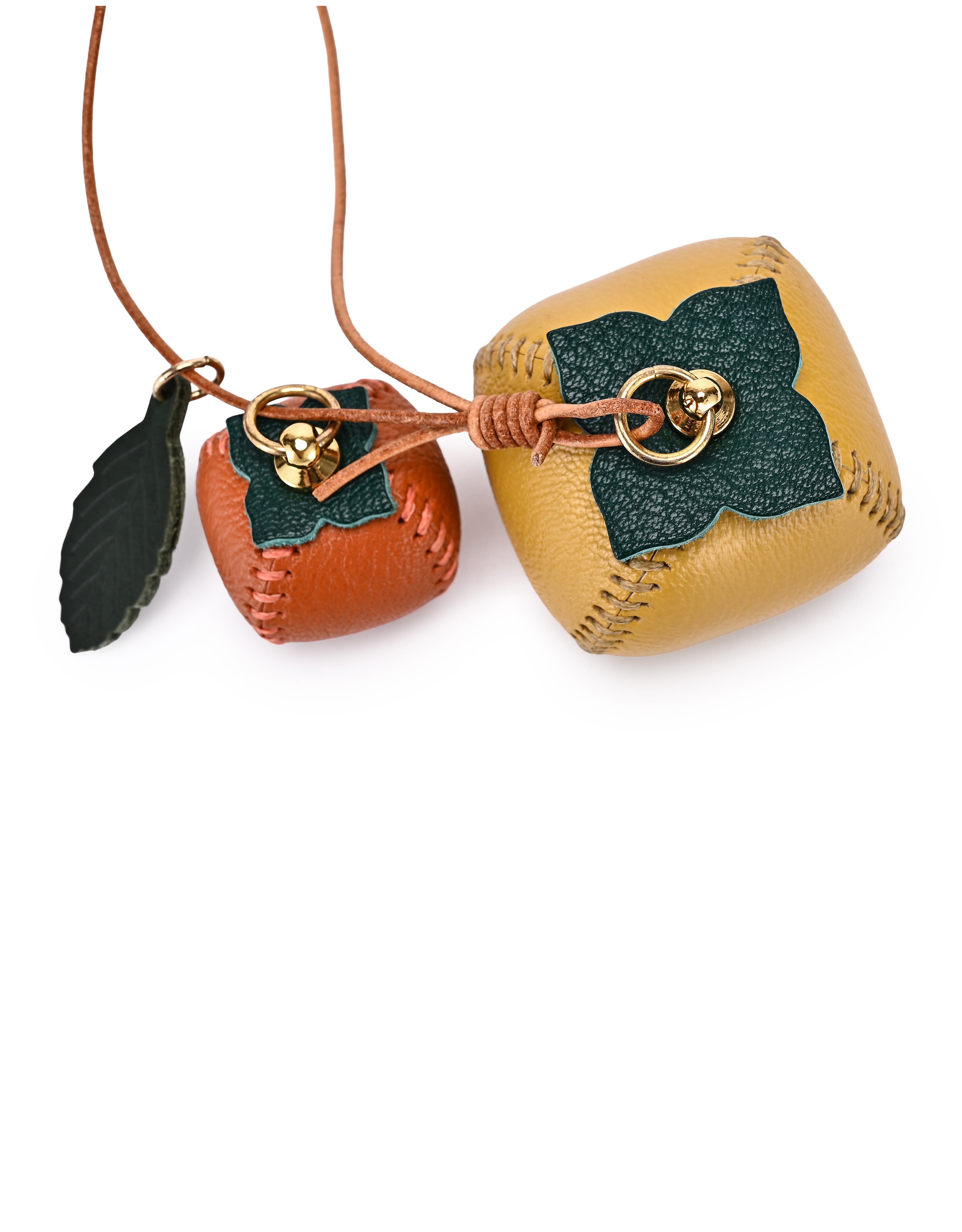 OLD TREND Persi Genuine Leather Botanical Fruit Charm, Alternate, color, Mustard & Terra Cotta