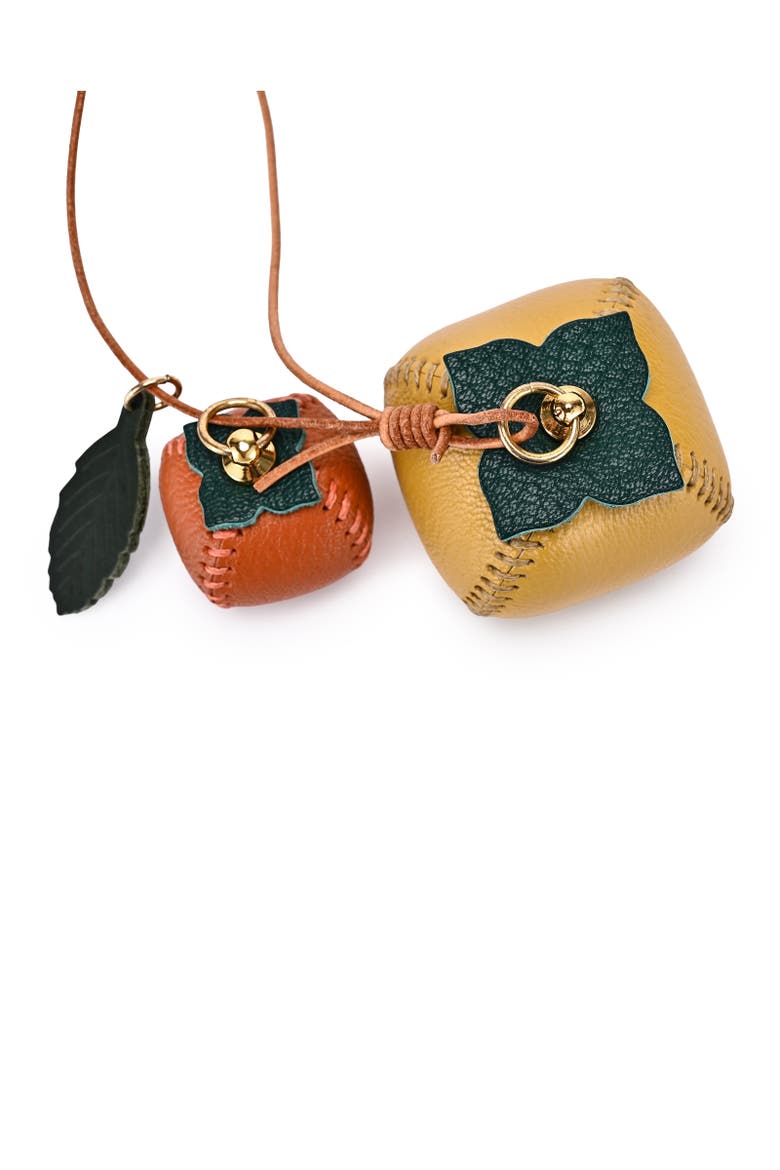 Persi Genuine Leather Botanical Fruit Charm, Alternate, color, Mustard & Terra Cotta