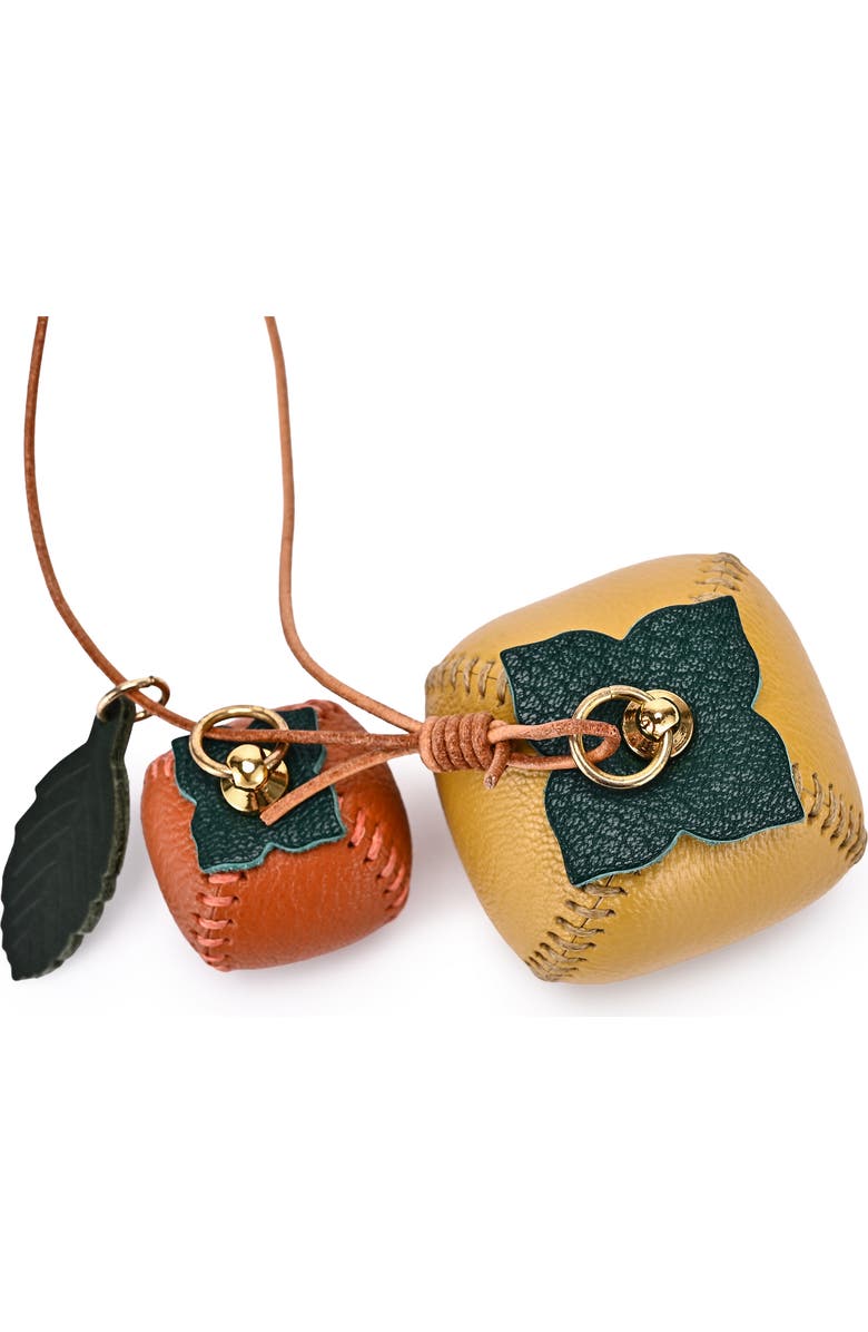 OLD TREND Persi Genuine Leather Botanical Fruit Charm, Alternate, color, Mustard & Terra Cotta
