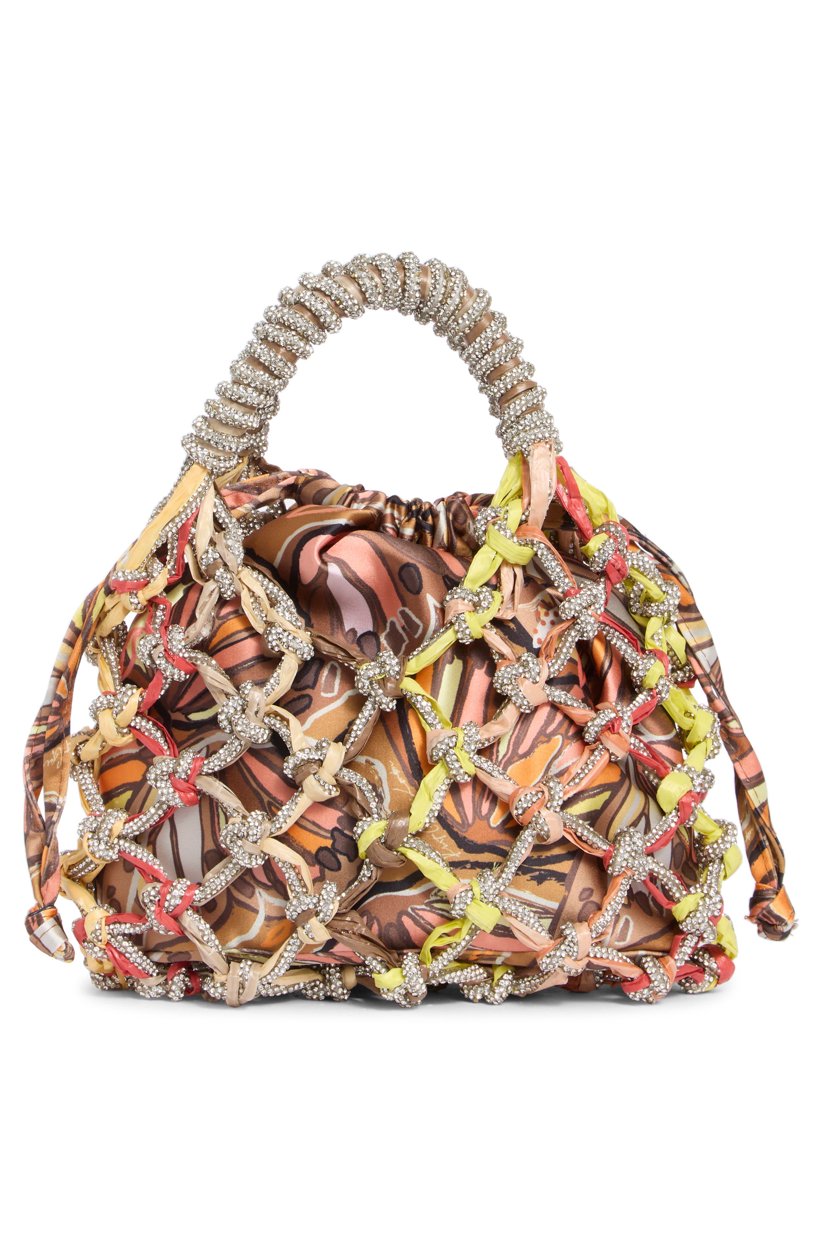 Kurt Geiger London Small Crystal Macramé Bag, Alternate, color, Open Brown