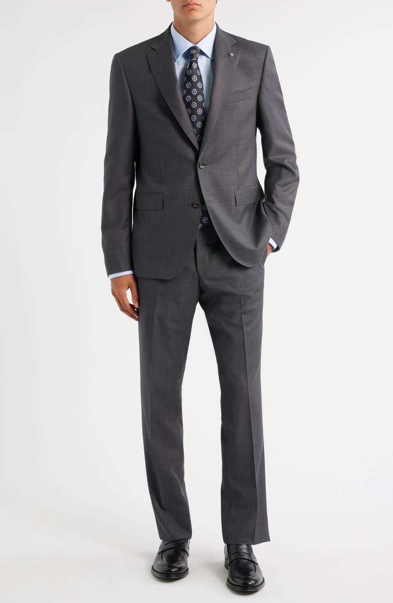 Jack Victor Esprit Charcoal Grey Bird's Eye Super 120s Wool Suit, Main, color, Charcoal