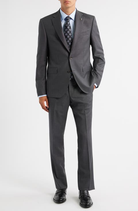 Esprit Charcoal Grey Bird's Eye Super 120s Wool Suit