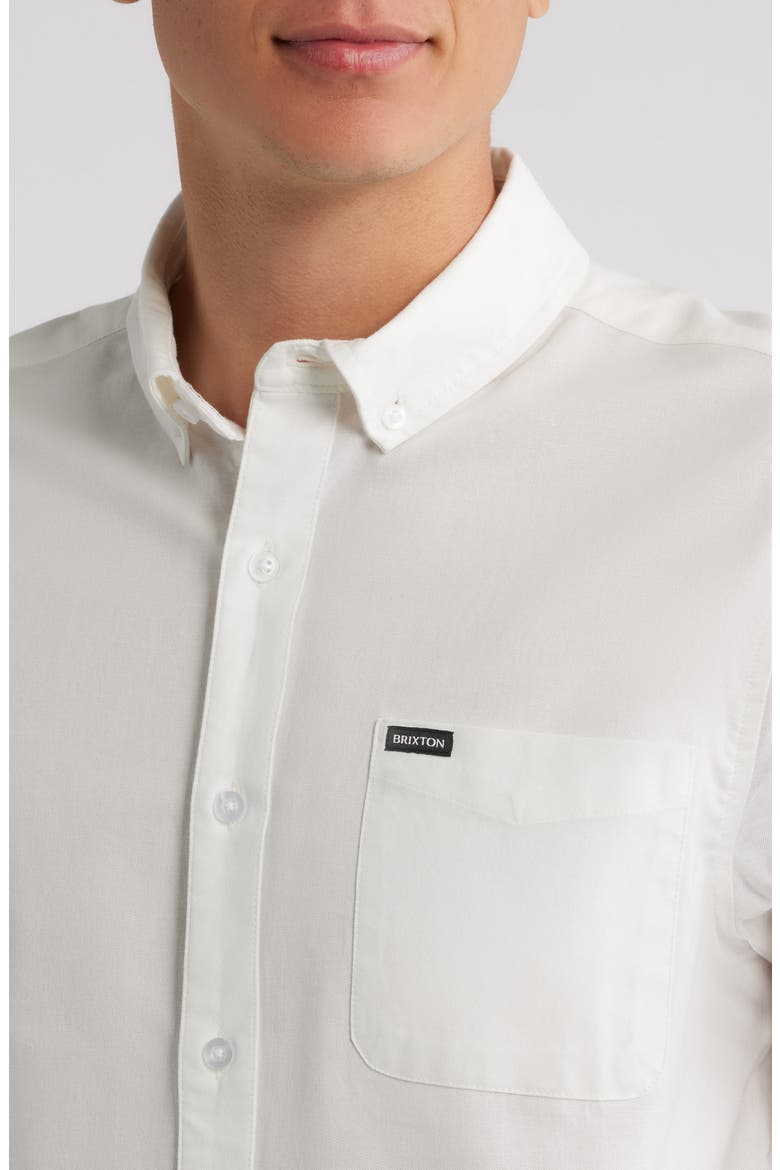 Sanford Oxford Short Sleeve Cotton Blend Button-Up Shirt, Alternate, color, OFF WHITE