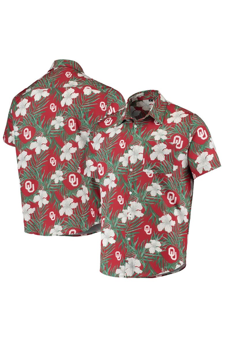 Men's Crimson Oklahoma Sooners Floral Button-Up Shirt, Alternate, color, Crimson