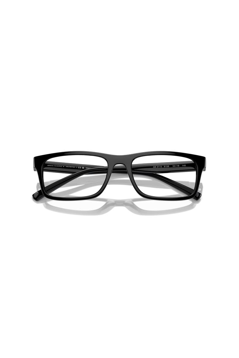 55mm Rectangle optical glasses, Alternate, color, Black