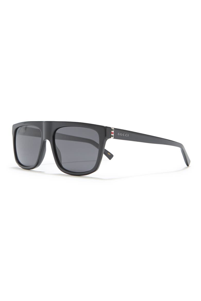 57mm Rectangular Sunglasses, Alternate, color, BLACK BLACK GREY