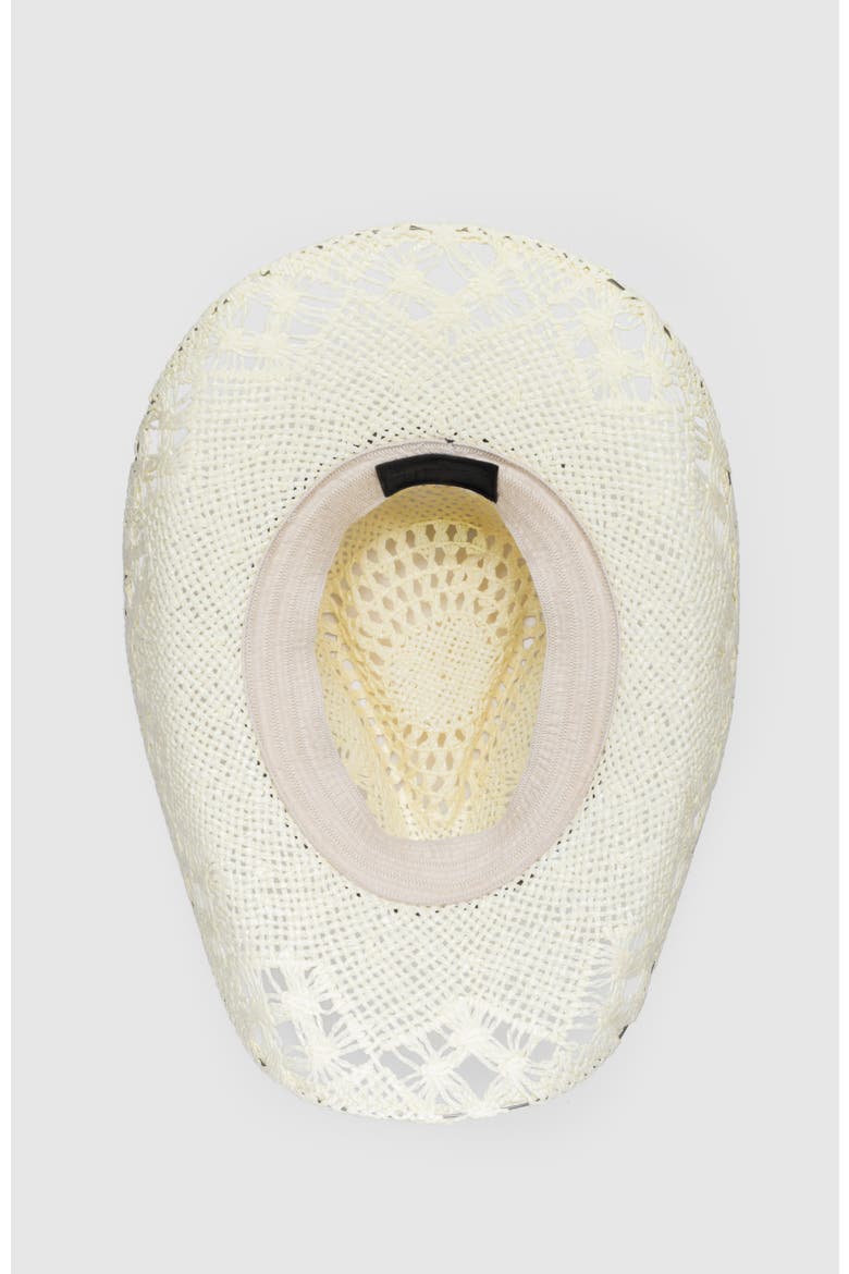 Twister Annie  Handwoven Straw Sun Hat - Bohemian Summer Cowboy Hat, Alternate, color, White  / Gray