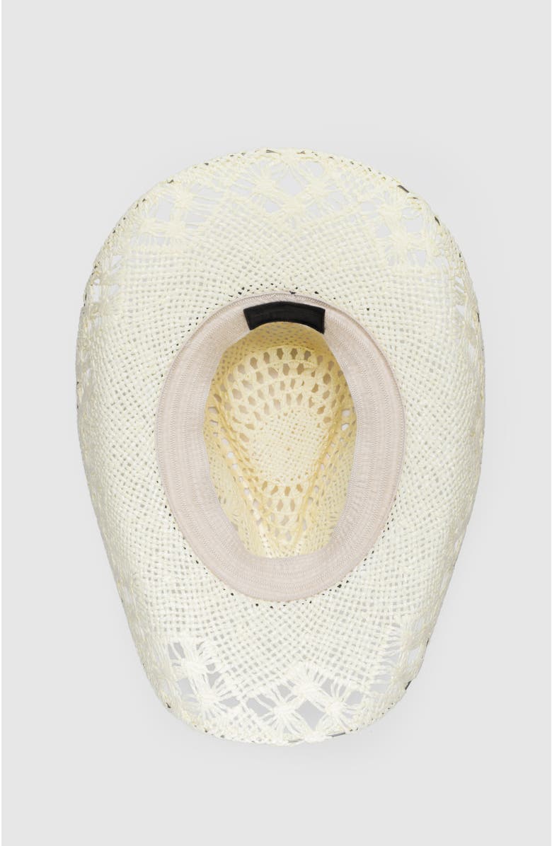 Manela Twister Breeze Handwoven Straw Sun Hat - Bohemian Summer Cowboy Hat, Alternate, color, White / Brown
