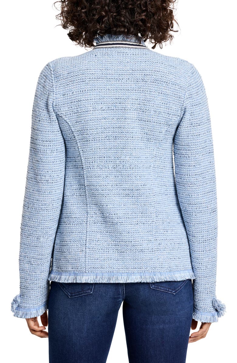 NIC+ZOE Indigo Fringe Accent Knit Jacket, Alternate, color, Blue Multi